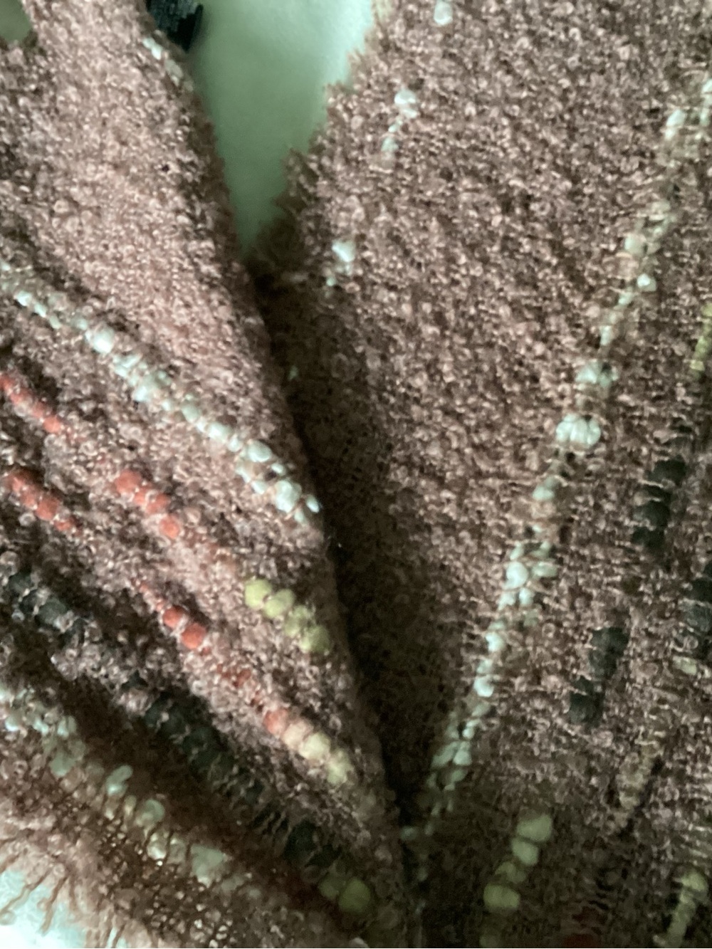 Noelle Artisan-Look Textured Tan Fringe Scarf with Earthy Color Accents - Picture 5 of 7